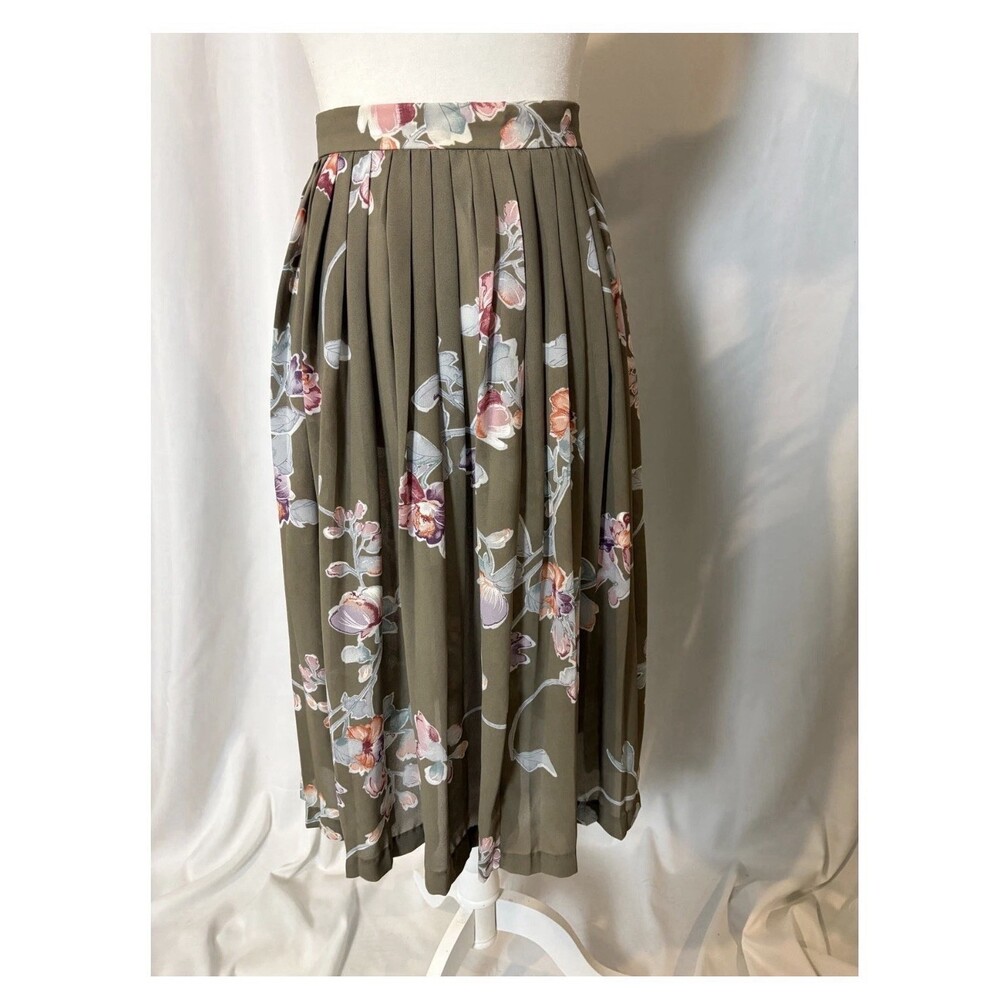 Vtg Patty Woodard Floral Pleated Midi Skirt Small Cottagecore Grandmacore